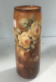 Tall Brown Vase Marked PL