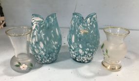 Splatter Blue Glass Vases and Satin Vases