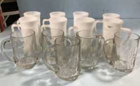 Vintage Milk Glass Mugs and Five Clear Glass Mugs