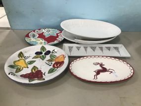 Assorted Group of Platters and Dishware