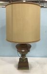 Wood and Brass Urn Table Lamp