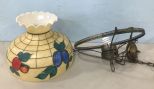 Vintage Hanging Hand Painted Globe Light Fixture