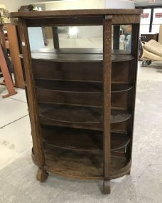 Vintage Oak Curio Display Cabinet