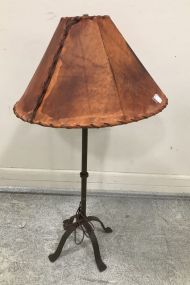 Modern Tole Lamp with Leather Shade