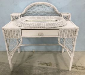 White Wicker Vanity