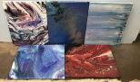 Five Drip Abstract Paintings on Canvas