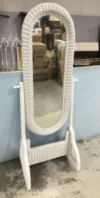 White Wicker Cheval Mirror