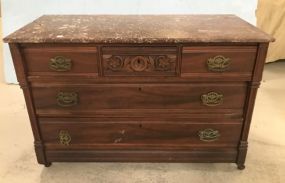 Antique  Victorian Style Carved Marble Top  Dresser