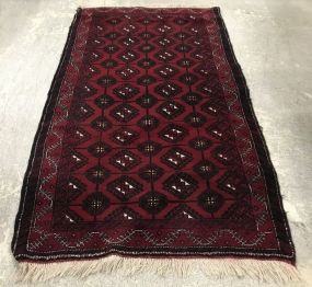 Hand Knotted Dark Red Area Rug