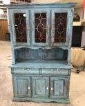 Painted Distressed Two Section China Cabinet