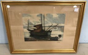 Framed Sail Boat Print by L. Callov