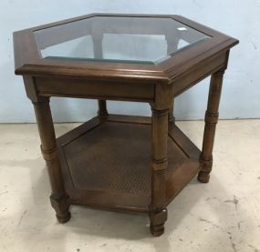 Glass Top Tow Tier Octagon Side Table