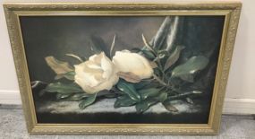 Gold Gilt Framed Magnolia Giclee Painting