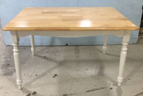 Modern Pine and Painted White Kitchen Table