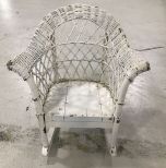 Vintage Painted White Wicker Child's Chair