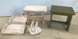 Painted Trays, Napkin Holder, and Stool