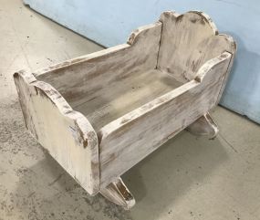 Painted White Doll Cradle Rocker