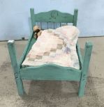 Painted Four Poster Doll Bed