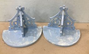 Pair of Painted Blue Wall Shelf