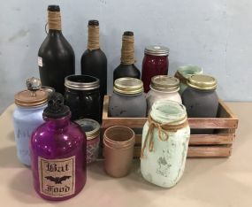 Group of Decorative Glass Jars and Bottles