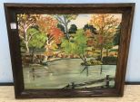 Painting of Pond and Landscape