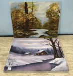 Two Landscape Paintings on Canvas