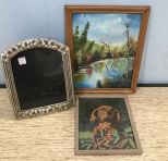 Two Paintings and Floral Frame