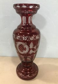 Bohemian Cranberry Glass Vase