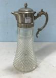 Silverplate & Glass Caraffe Pitcher With Glass Ice Tube