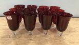 12 Ruby Red Glass Goblets