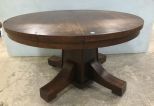 Antique Mission Style Oak Round Dinning Table