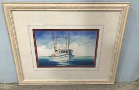 Frame Fishing Boat Watercolor by John Gorday