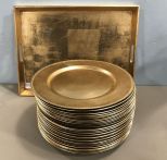 Modern Gold Gilt Beaded Chargers and Tray