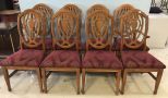 Eight Bassett Oak Finish Dinning Chairs