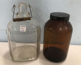 Vintage Duraglas Amber Jar and Glass Jug