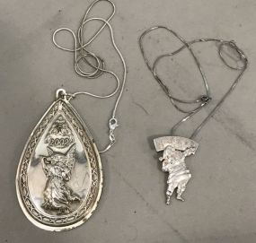 2002 Waterford Sterling Ornament and Silver Santa .925 Chain 1990