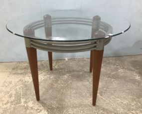 Contemporary Style Round Glass Top Table