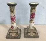 Pair of Nippon Marriage Candle Sticks
