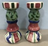 Pair of Vicki Carroll Hand Painted Vases