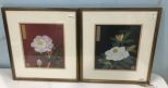 Pair of Oriental Style Flower Block Prints