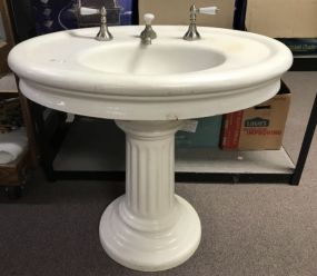 Large Antique Iron Pedestal Sink