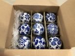 Nine Blue & White Decorative Balls