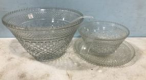 Diamond Pattern Glass Punch Bowls