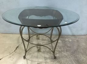 Contemporary Metal Base Glass Dinning Table