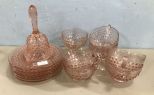 Group of Pink Hobnail Glassware