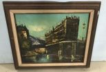 Vintage Painting of City Scene by Madison
