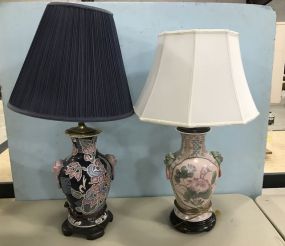 Two Ceramic Oriental Style Table Lamps