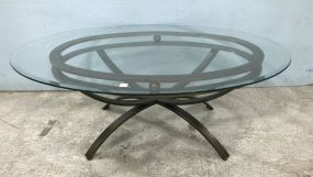 Modern Metal Base Glass Top Coffee Table