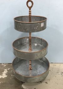 Modern Galvanized Metal Three Tier Display Stand