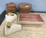 Biscuit Jars, Wall Pockets, and Dish